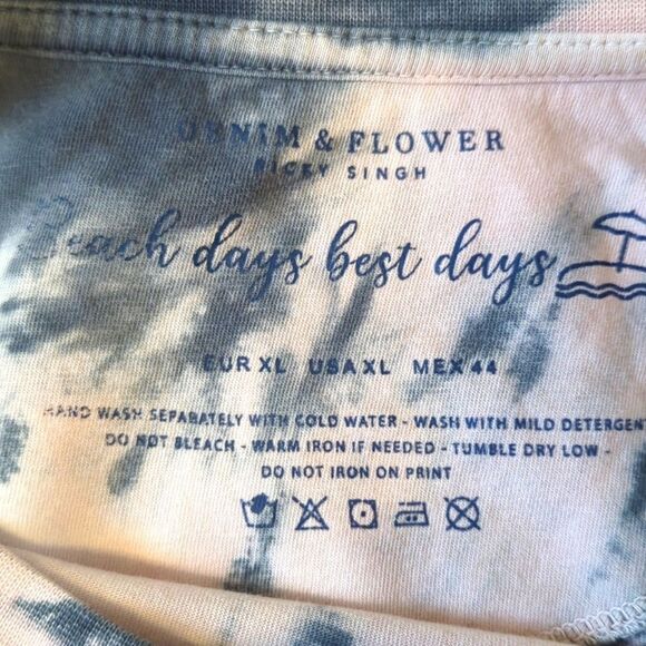 Denim &.Flower Ricky Singh Tie- dye Tee Shirt Gray and Pink Size XL - Picture 5 of 5